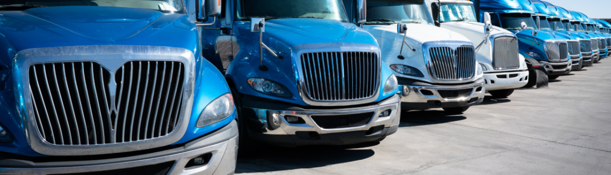 Row of blue trucks