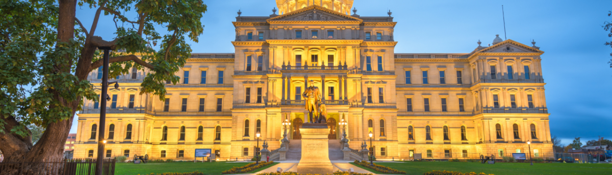 Legislative building at dusk