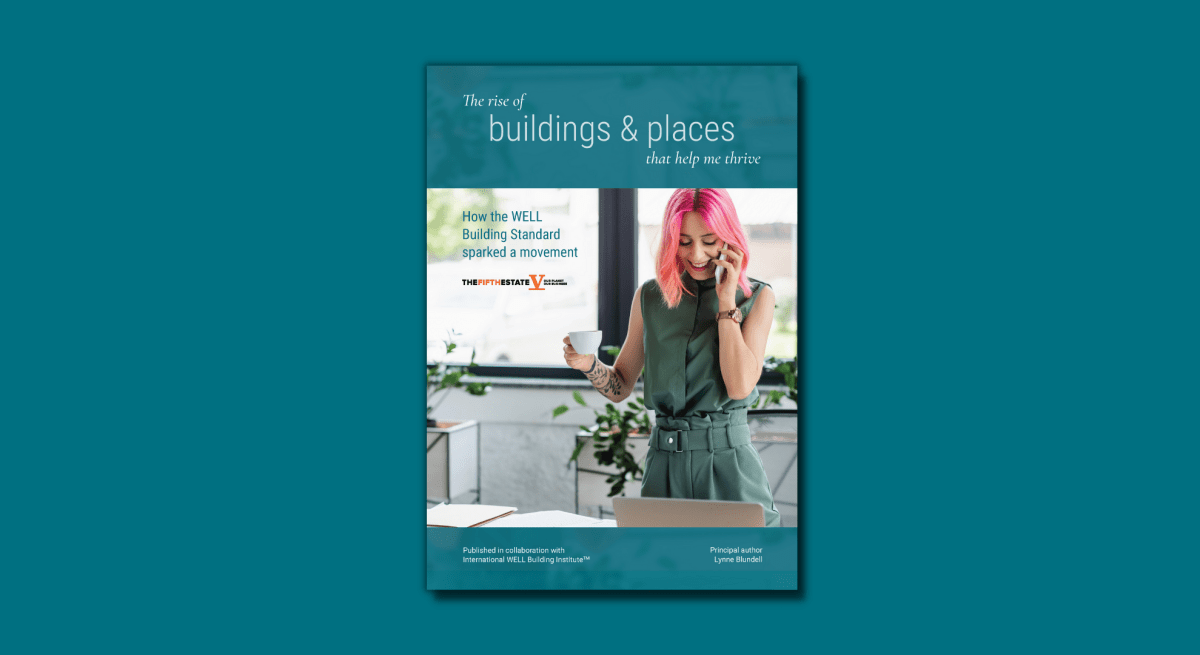 Image courtesy of The Fifth Estate Cover of the ebook showing a person with pink hair speaking on a phone.