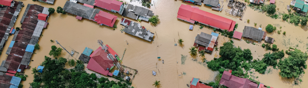 birds eye view of flooded buildings