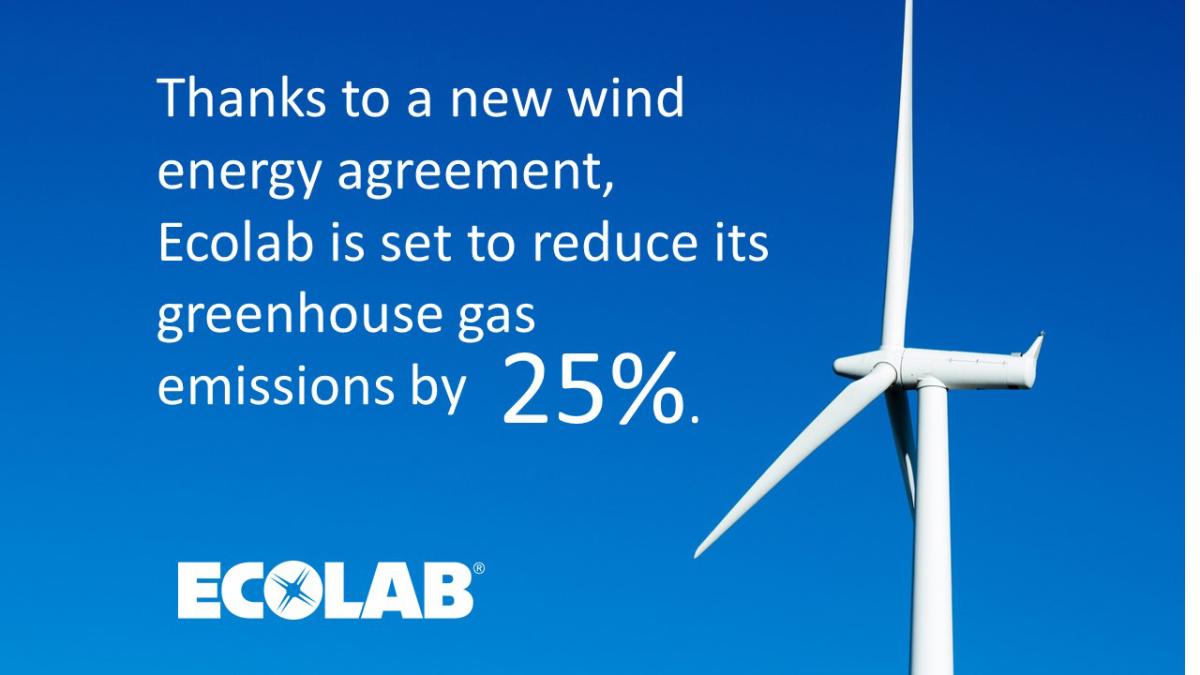 Through this agreement, Ecolab is set to reduce its GHG emissions by 25 percent.