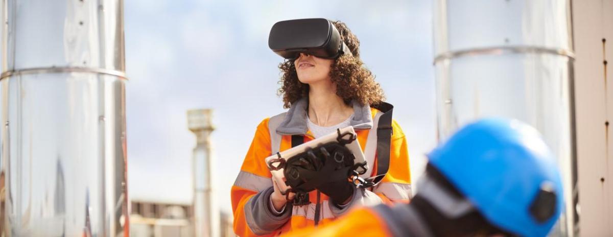 Woman wearing VR headset