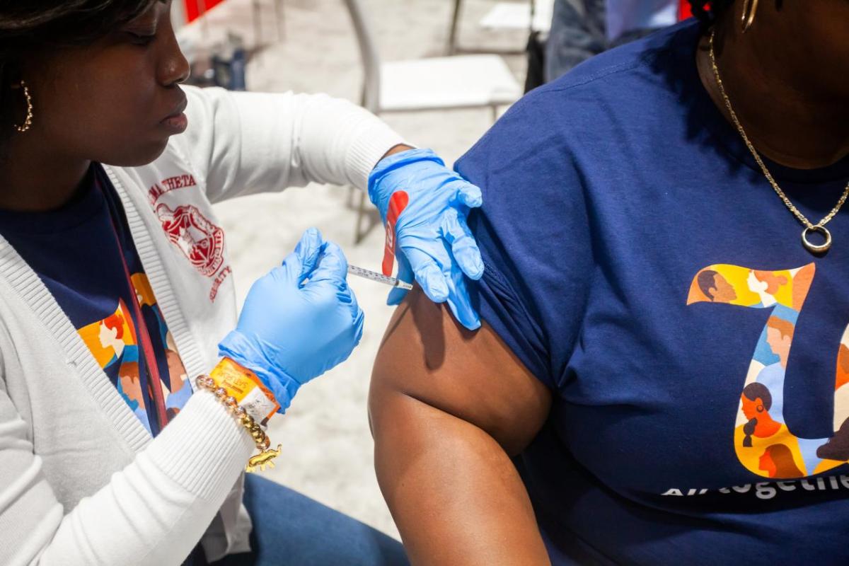 A person receiving a vaccination