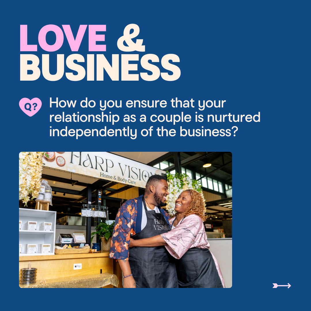 LOVE & BUSINESS How do you ensure that your relationship as a couple is nurtured independently of the business?
