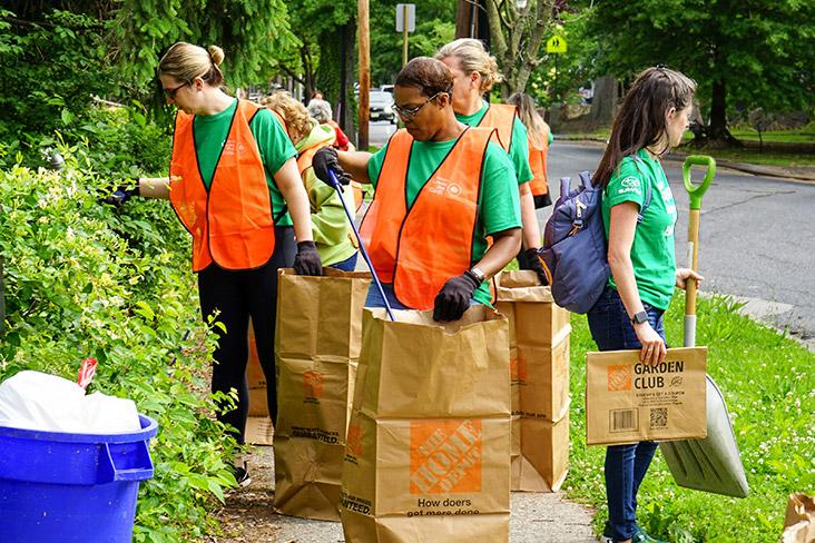Volunteers assist the city of Camden, New Jersey, in cleaning up local neighborhoods and parks