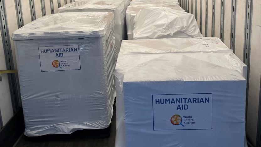 HUMANITARIAN AID World Central Kitchen wrapped containers