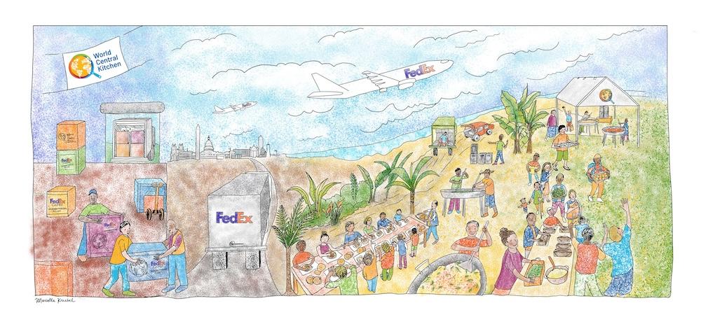 World Central Kitchen and FedEx mural