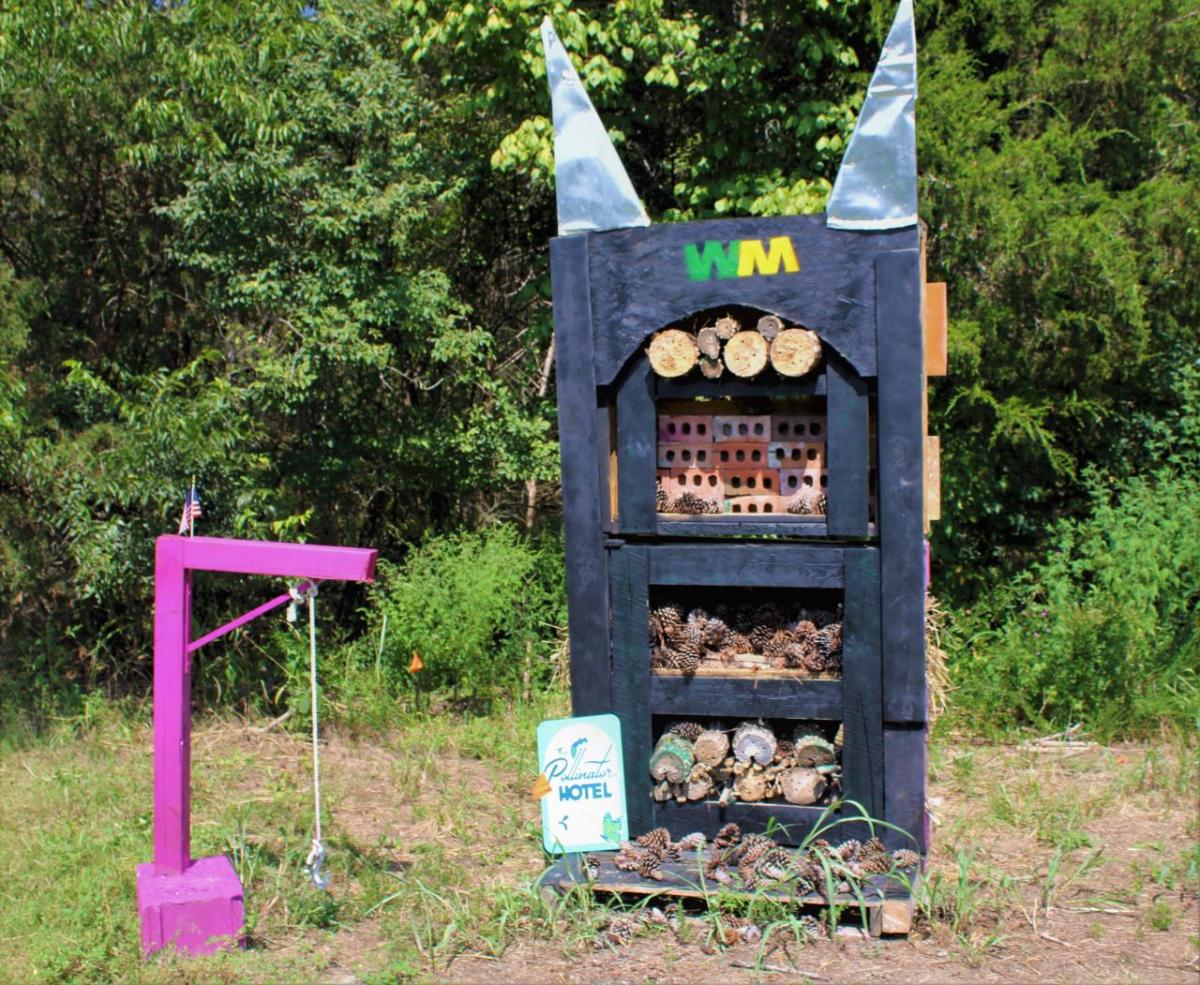 Insect hotel with two large "ears" on top