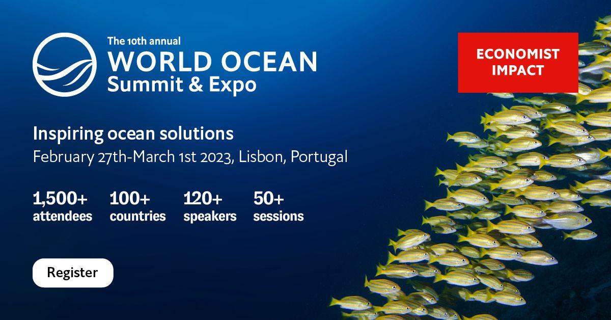 School of fish on infographic for World Ocean Summit and Expo
