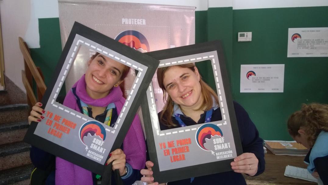 Above: Guides pose for a photo at a Surf Smart event in Argentina.