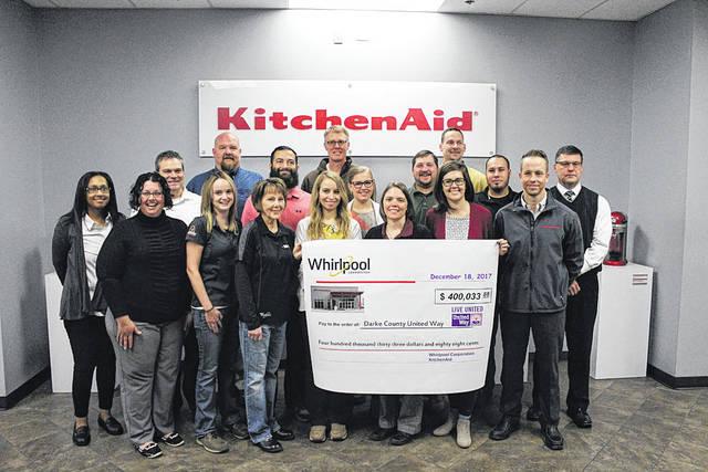 On Monday, workers at Greenville’s Whirlpool Plant presented Darke County United Way with a check for more than $400,000.