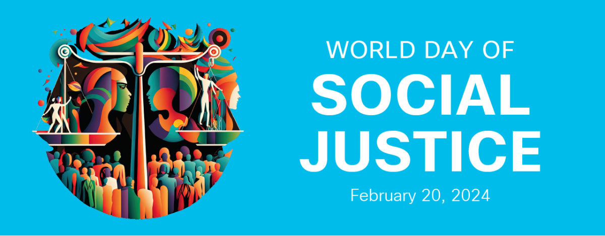 White text on a blue background that reads "World Day of Social Justice"