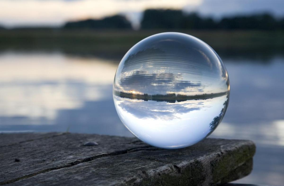 Water Through Glass Sphere