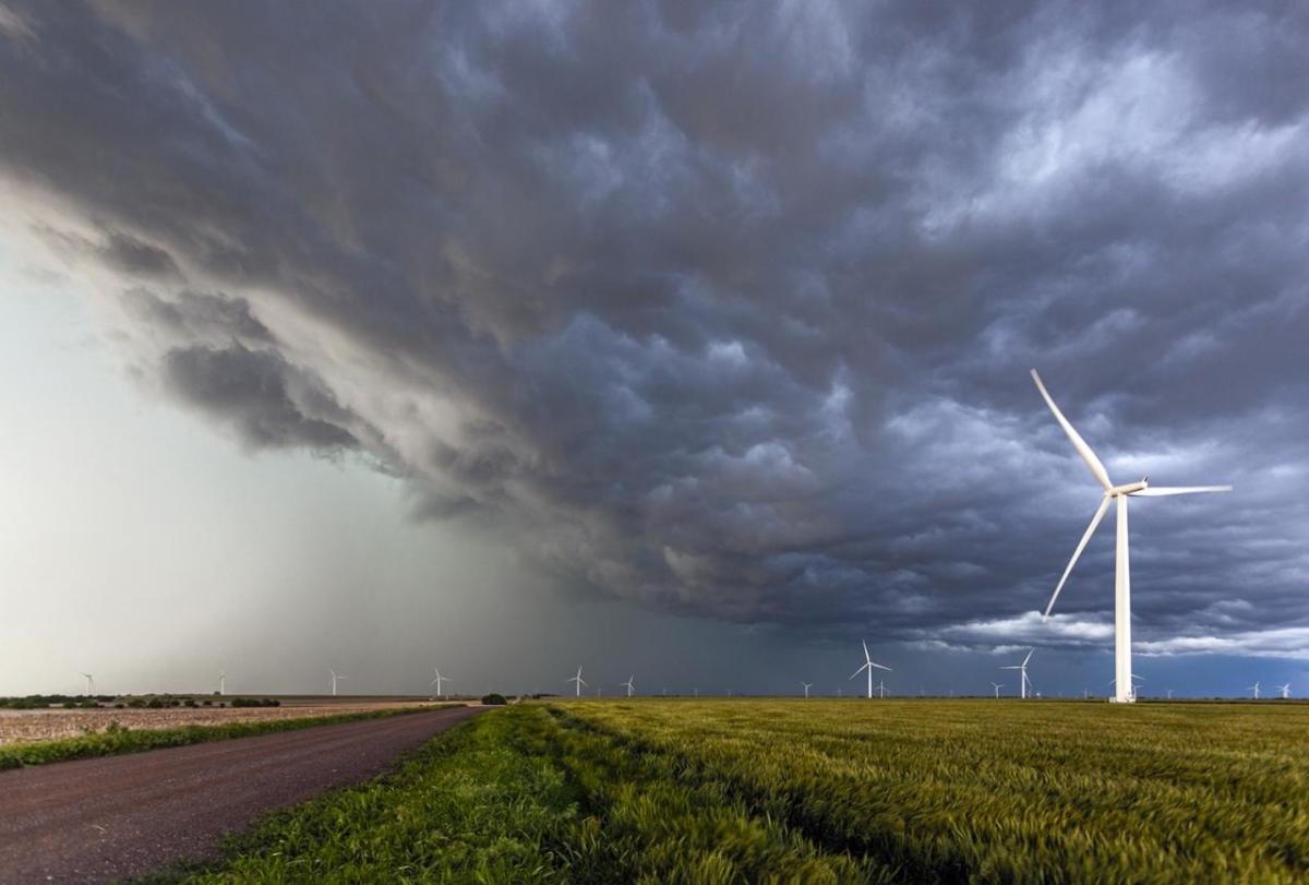 Storm looming over a field