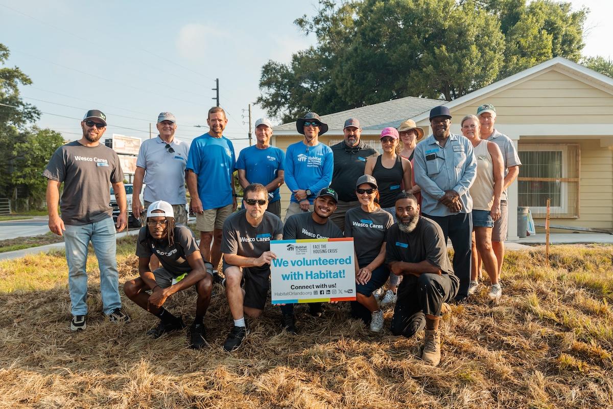 Wesco employees at a Habitat for Humanity build site.