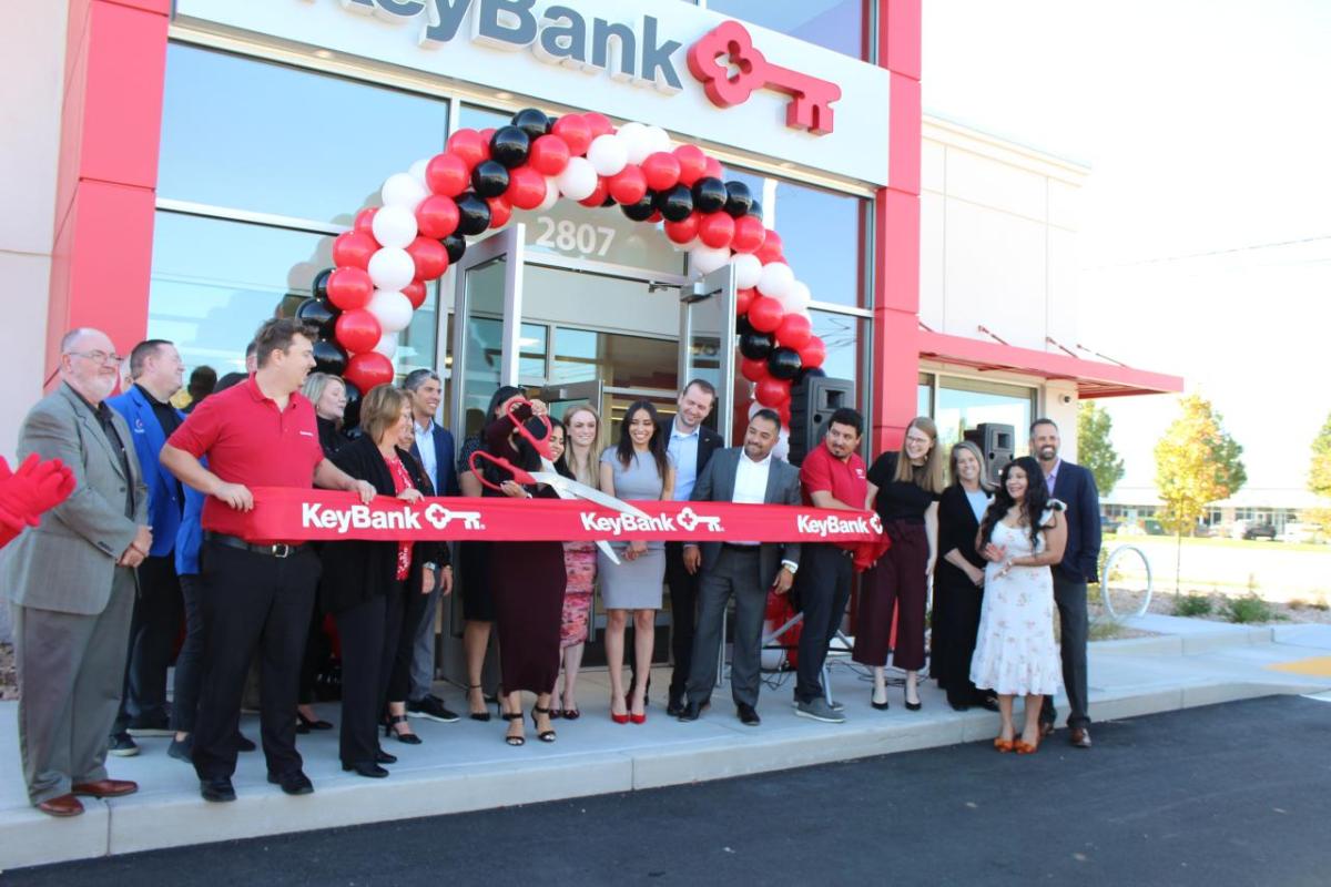 KeyBank Team shown during the ribbon cutting for the new West Valley branch.