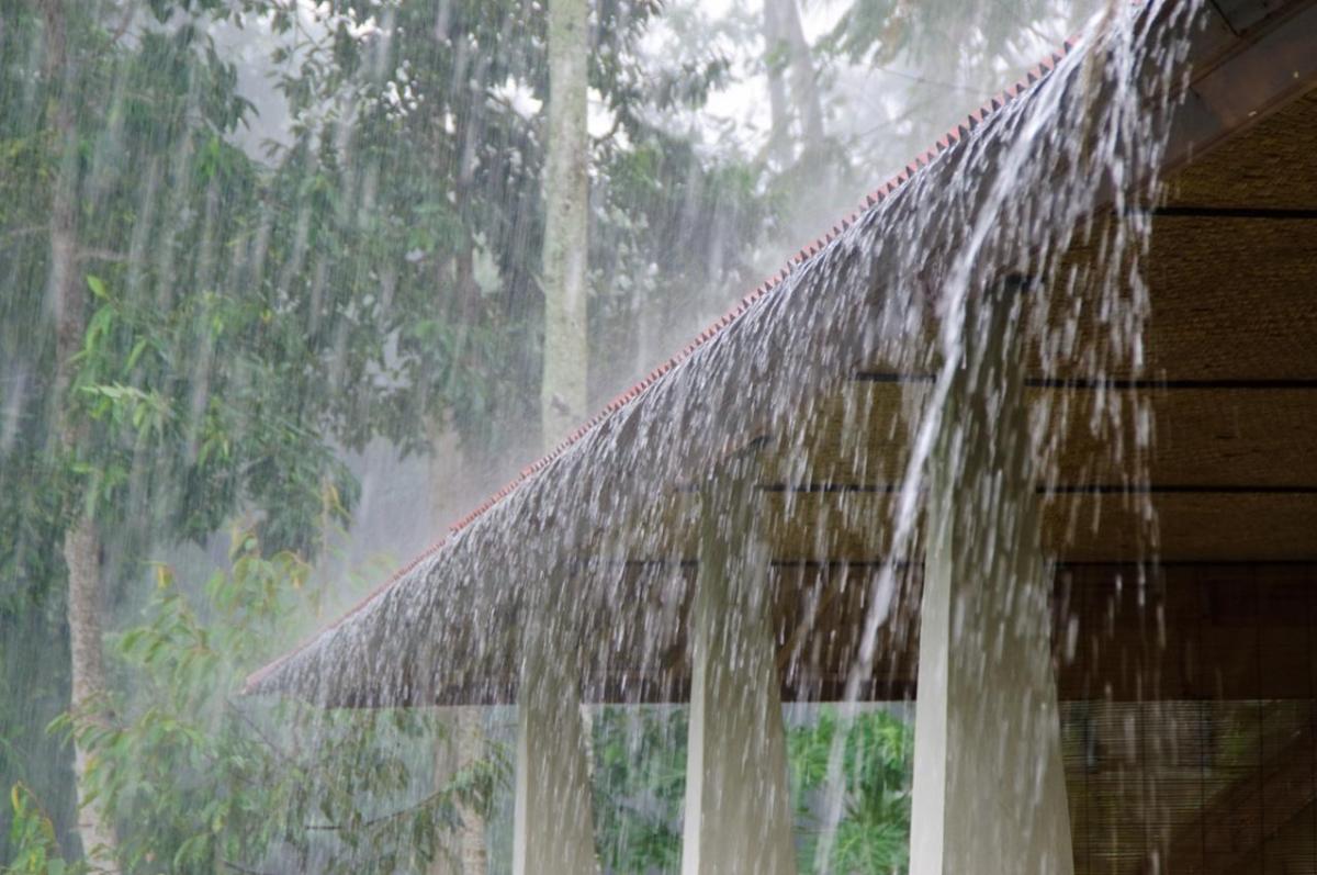 Heavy rain runoff from roof