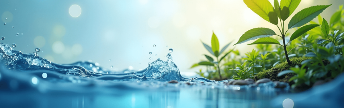 Water with plants on the shore