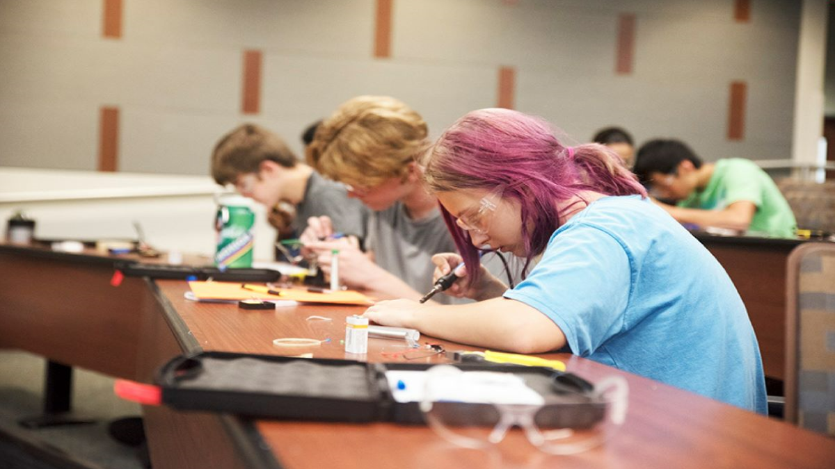 Students working on projects in class