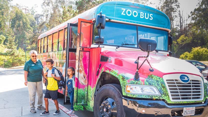 Children getting out of a school buss