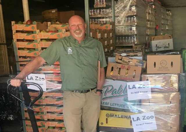 PHOTO: L.A. Zoo curator Mike Maxcy with fresh produce on its way to the zoo’s animals.