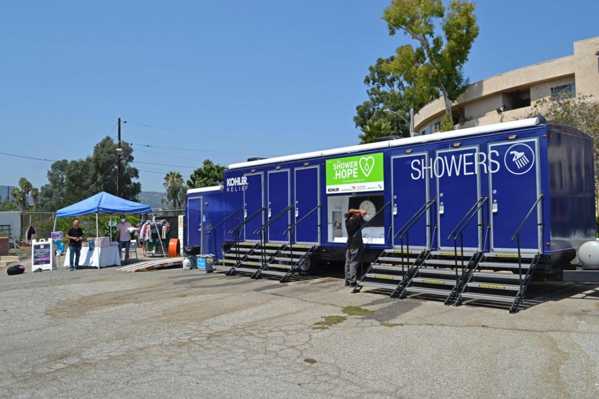 The KOHLER Relief Showering Trailer is currently stationed at the Hollywood Adventist Church serving through the Compassion Connection program, which provides personal care resources for the city’s homeless population.