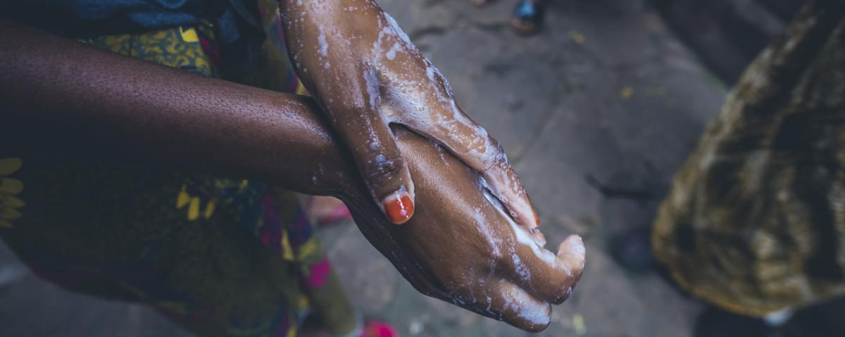 Photo courtesy of Water Mission hands covered in soap and water