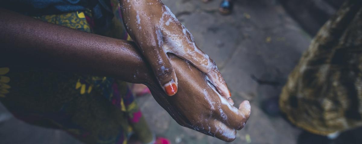 hands covered in soap and water