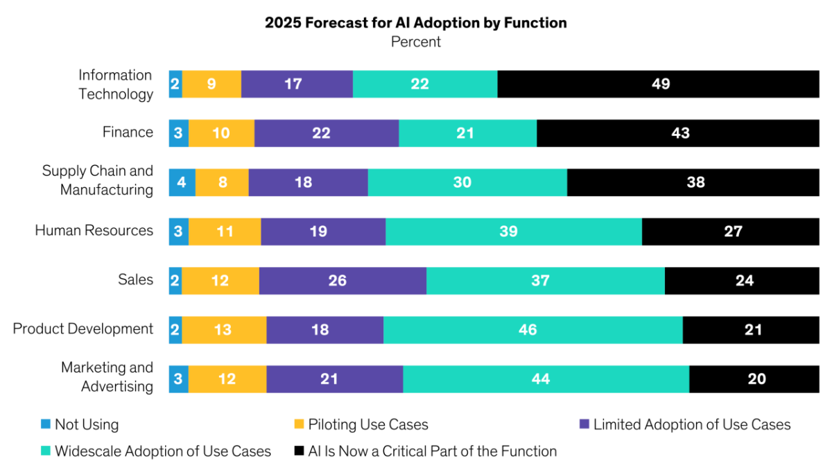 2025 Forecast for AI Adoption by Function