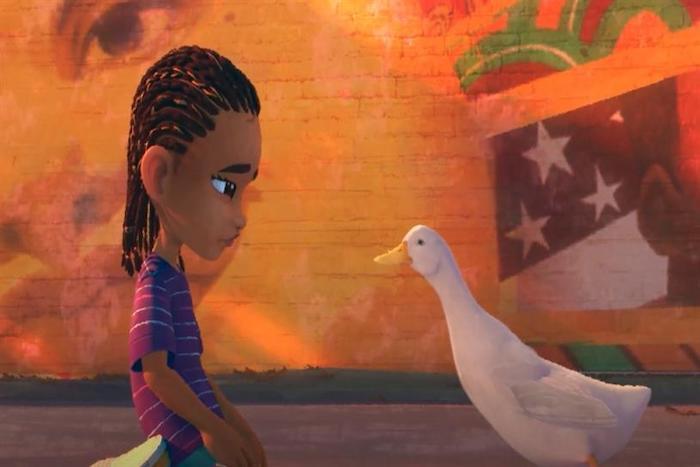Aflac's Close the Gap brand film explains supplemental insurance. Young African American male speaking with the Aflac duck.
