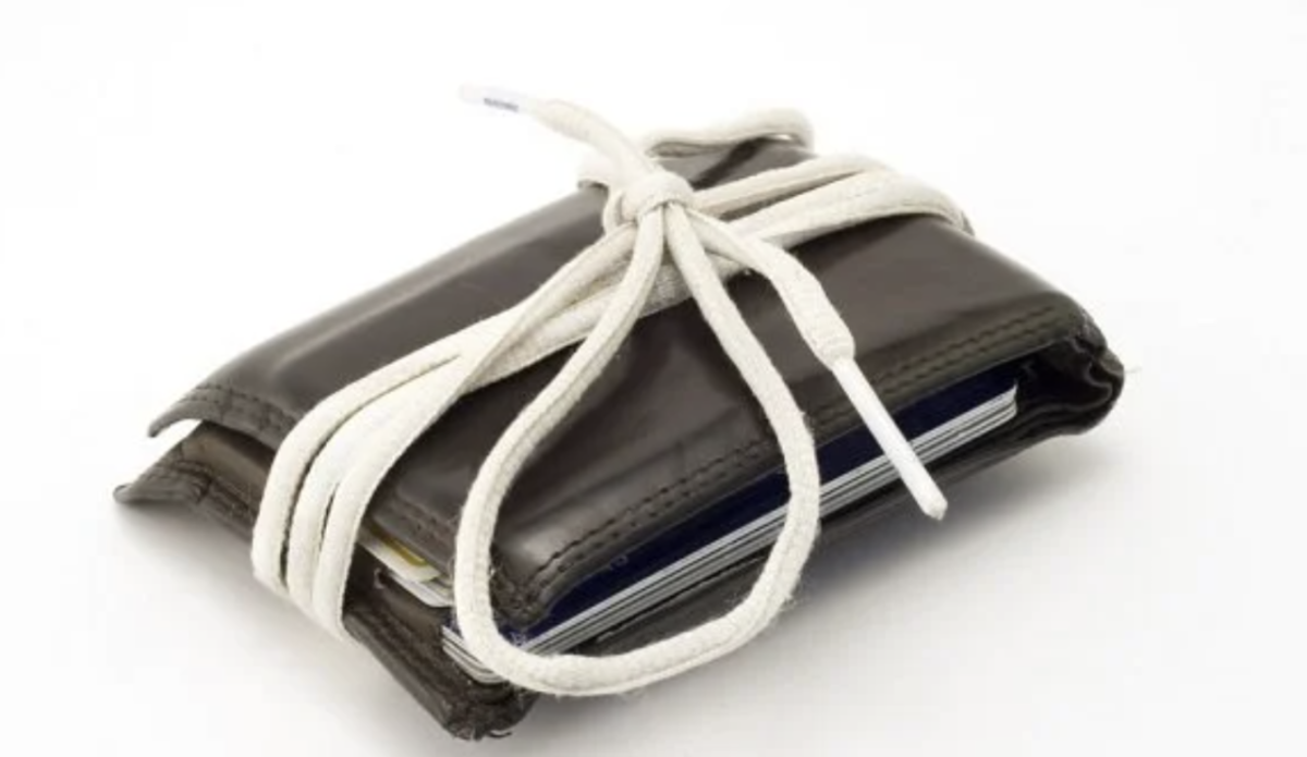 Wallet tied with a shoestring