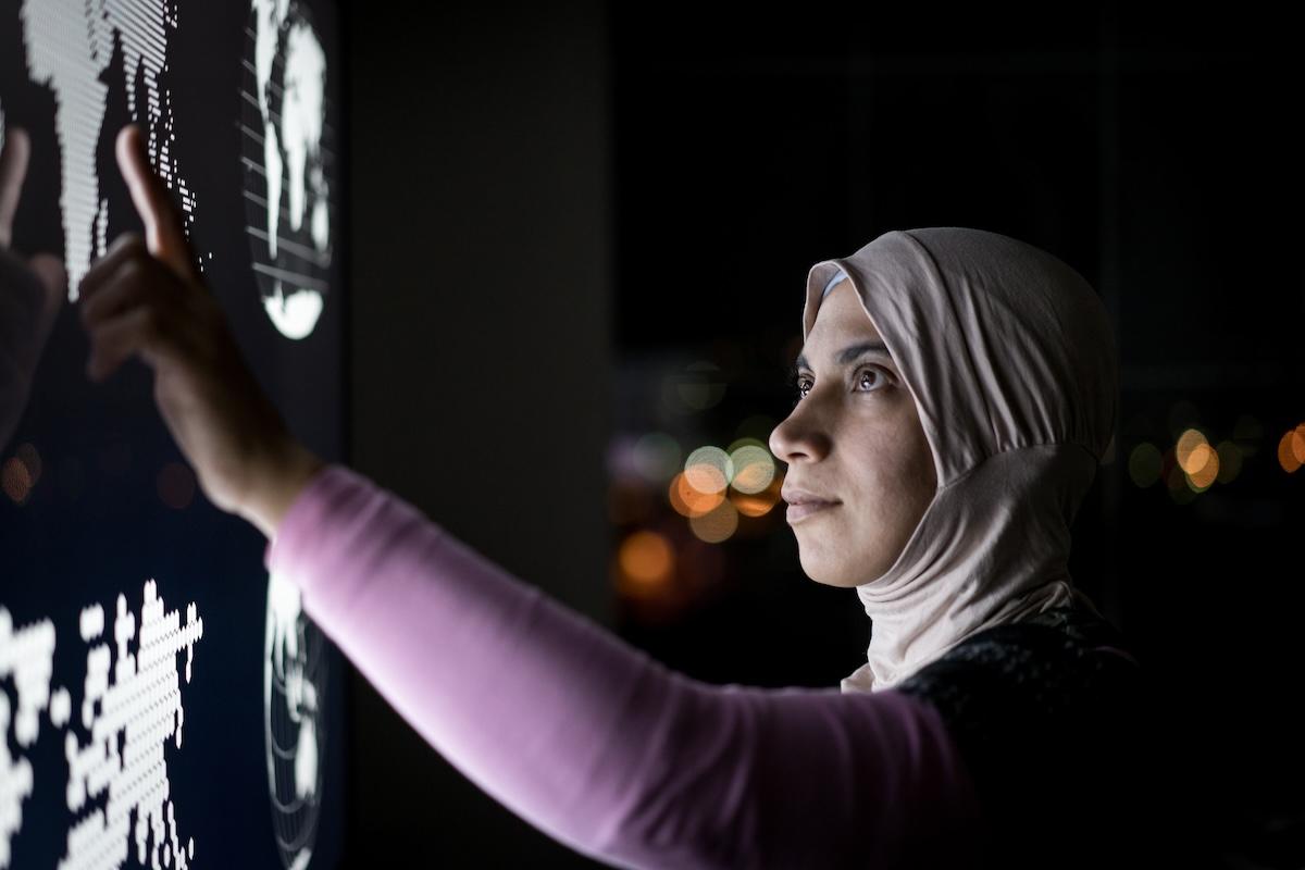 person looking at a screen