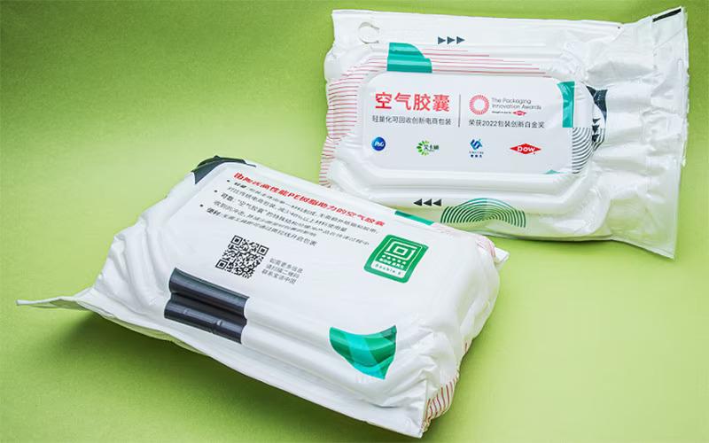 Air capsule e-commerce packaging enabled by P&G China’s innovation and Dow’s high performance PE resins " "