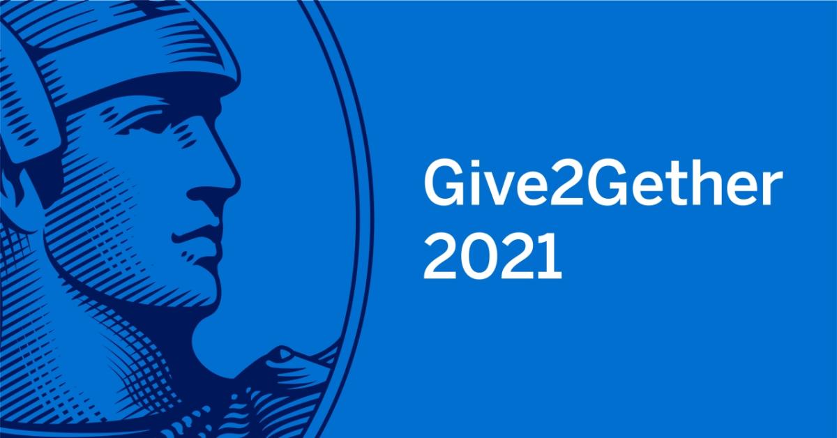 American Express shield with gladiator logo: Give2Gether 2021