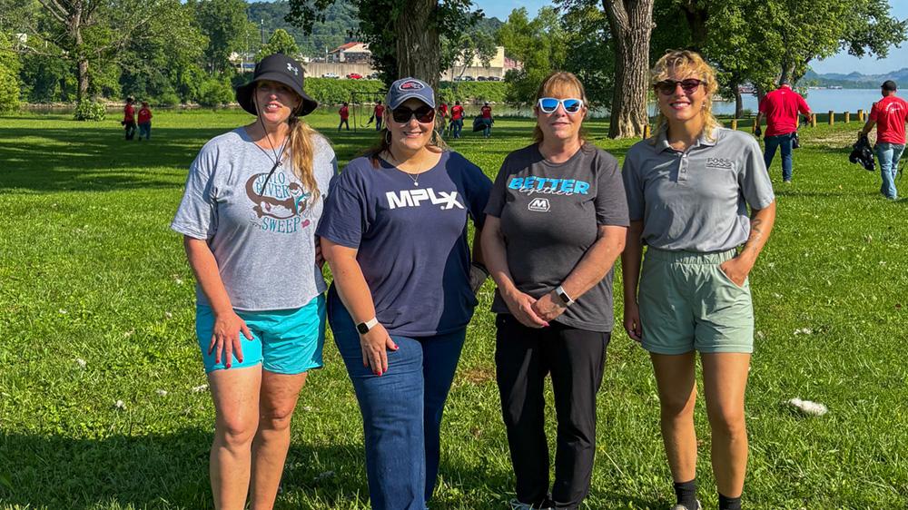 From left, Rachel Toney, Program Coordinator at ORSANCO’s nonprofit arm, F.O.R.E.; Tina Rush and Sheila Fraley, Community Relations Representatives at Marathon Petroleum; and Annette Shumard, ORSANCO Communications and Outreach Director and F.O.R.E. Executive Director & Board President. " "
