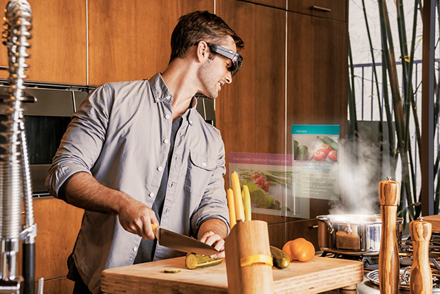 Person cooking with AR glasses
