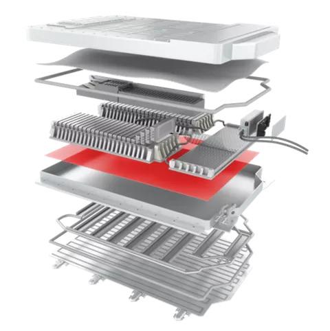 rendered view of each part of an e-vehicle engine in pieces