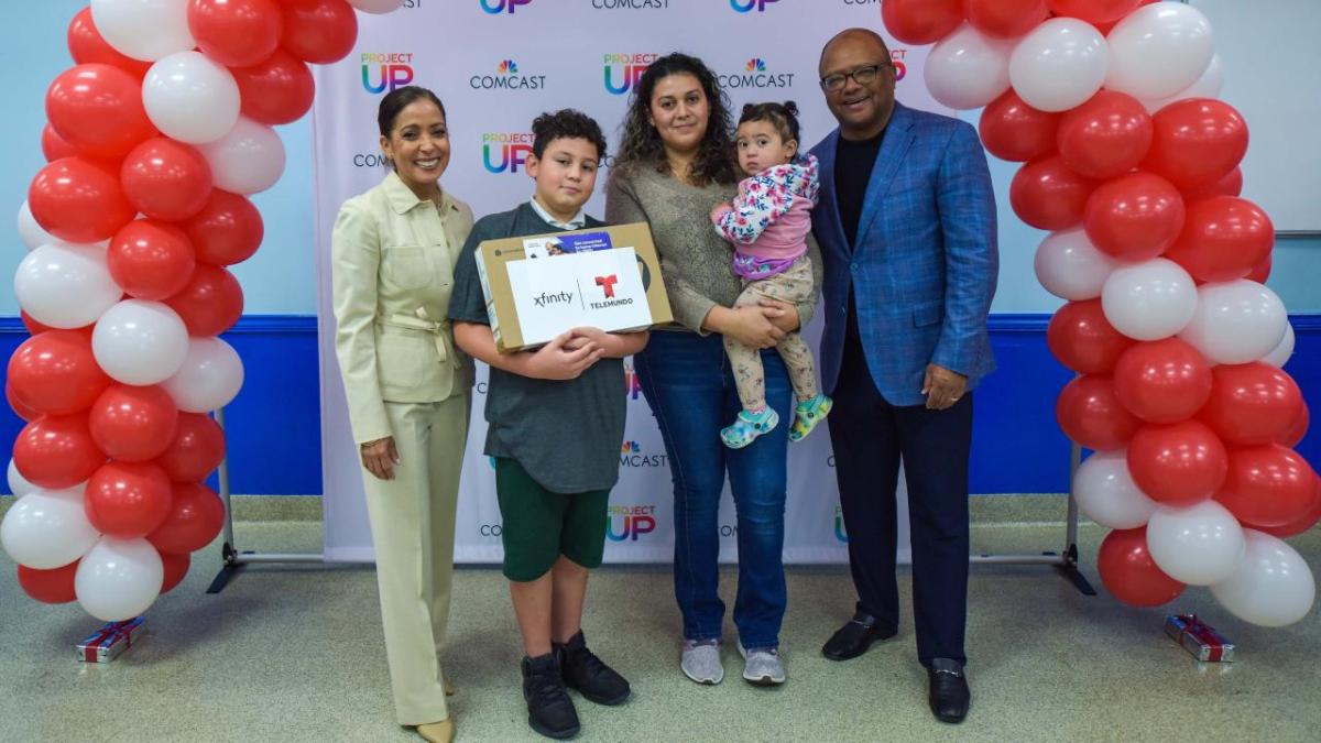 Fani, her son, Yariel, and her daughter with Broderick Johnson , and Christina Kolbjornsen.