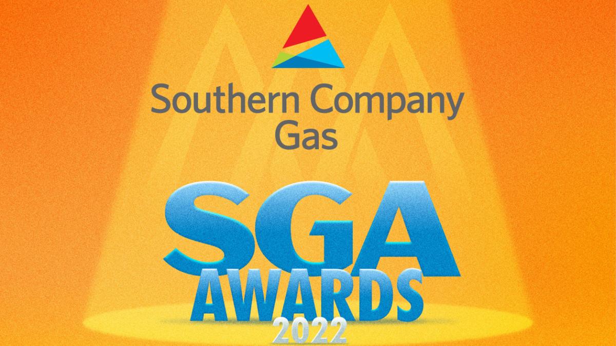 "southern company gas SGA Awards 2022" with company logo and orange background