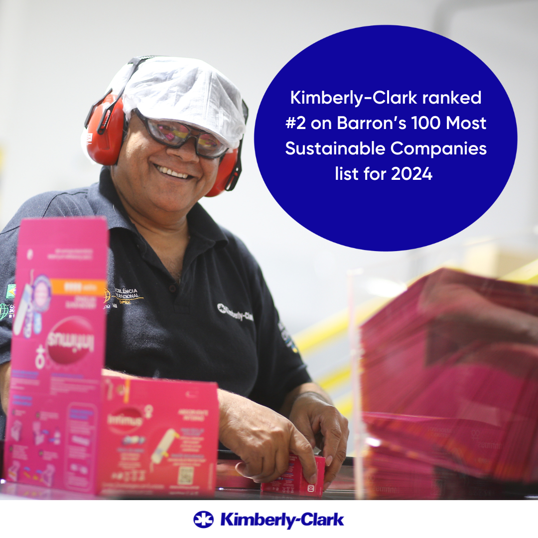 "Kimberly-Clark ranked #2 on Barron's 100 Most sustainable Companies list for 2024"