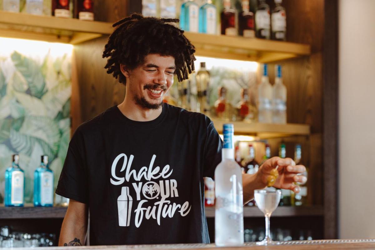 bartender smiling