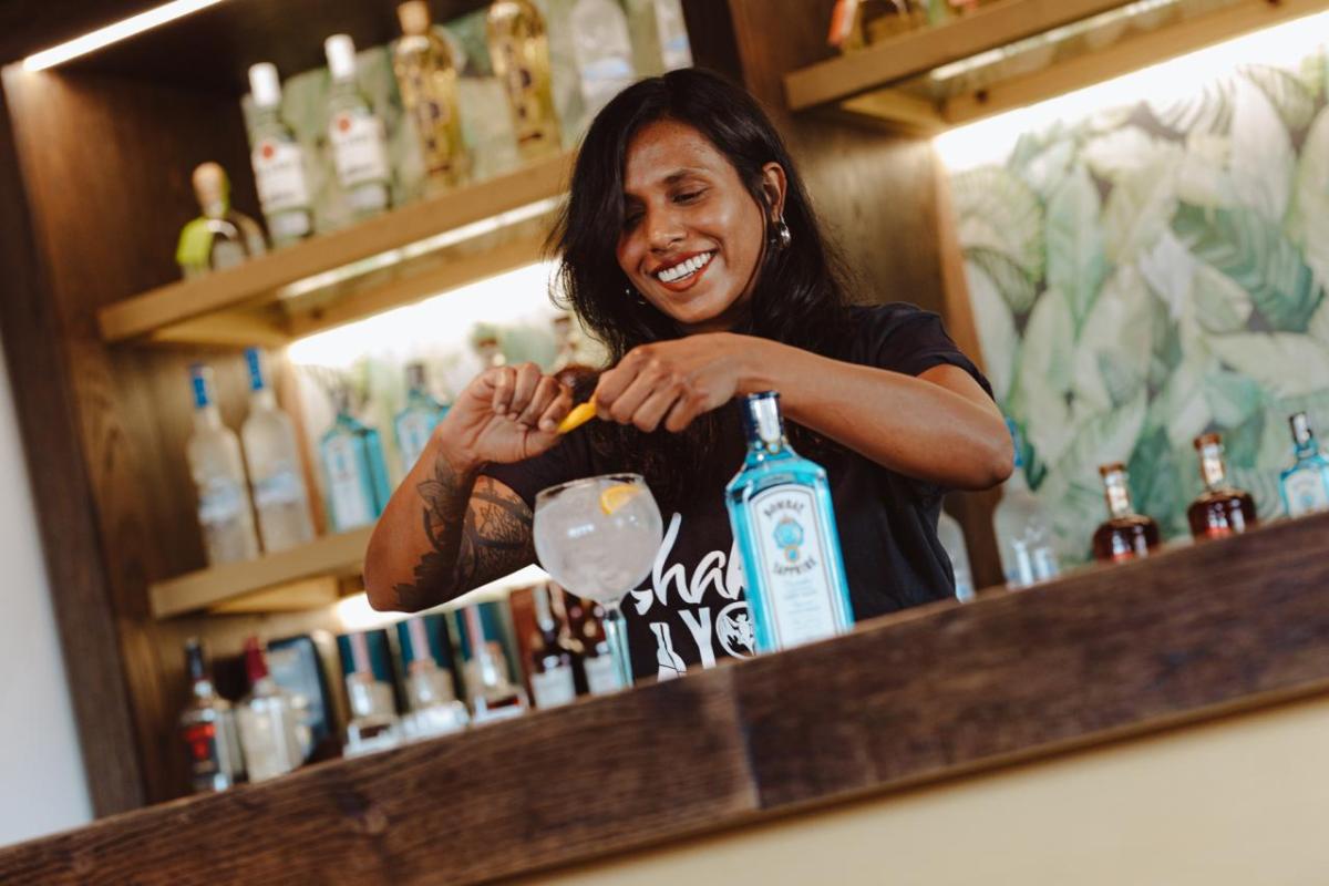 bartender smiling