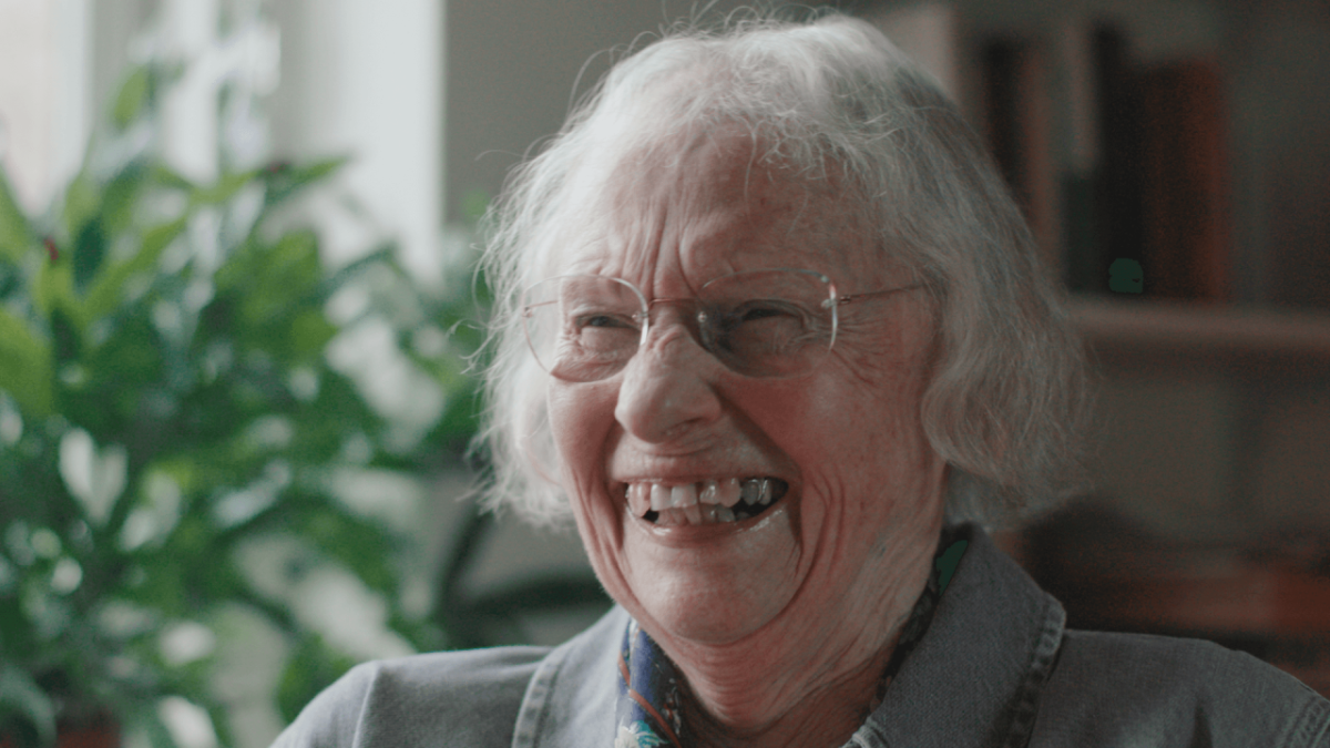 A person laughing