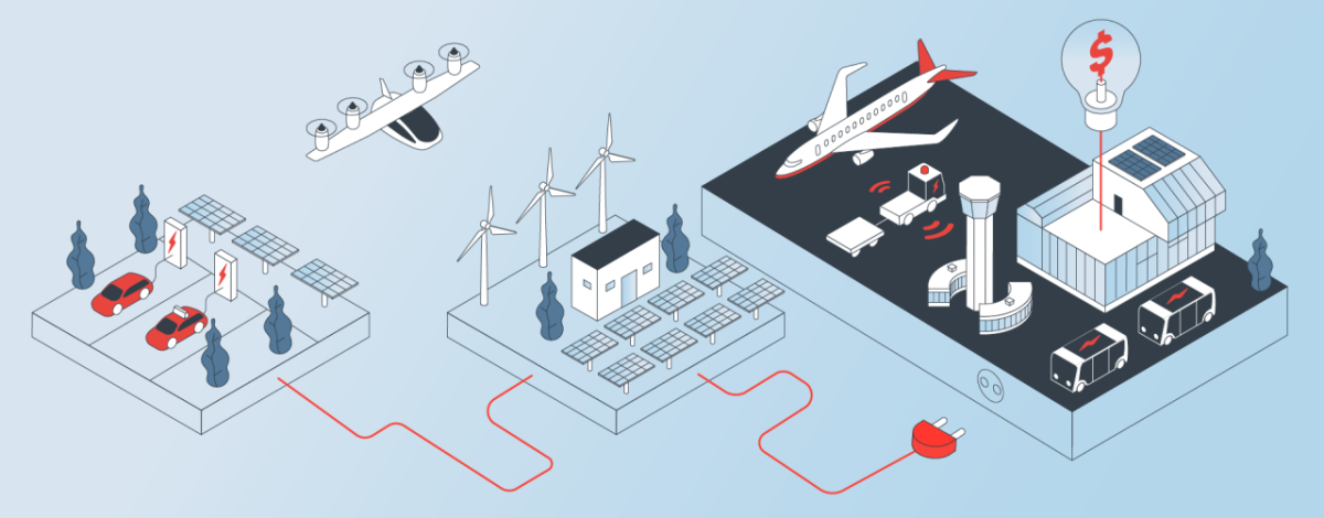 artistic rendering of an electric powered airport