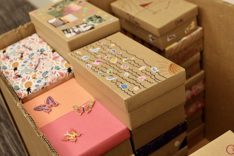 stack of decorated boxes