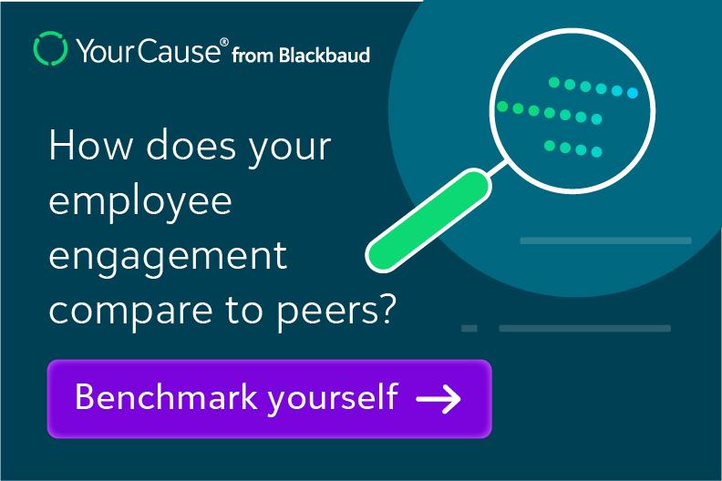 "how does your employee engagement compare to peers? Benchmark yourself" with Blackbaud logo