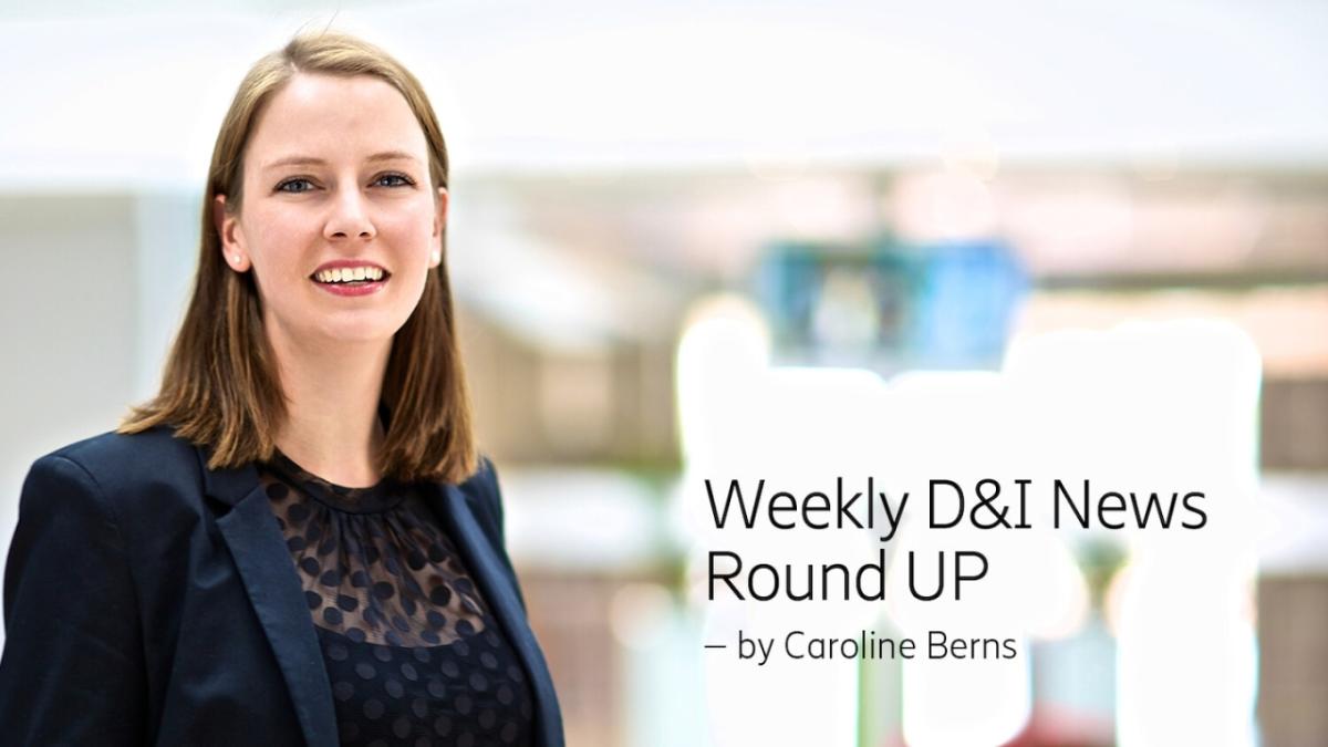 photo of Caroline Berns with "Weekly D&I News Round Up" written to the right