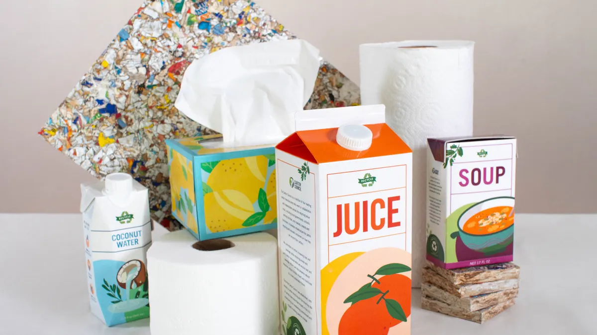 various products in cartons