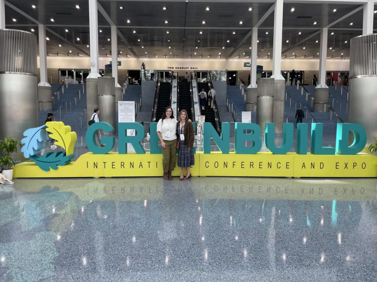 Rachel Lincoln Sarnoff of Cascale and Scarlette Tapp of Sustainable Furnishings Council at Greenbuild in Los Angeles November 2025