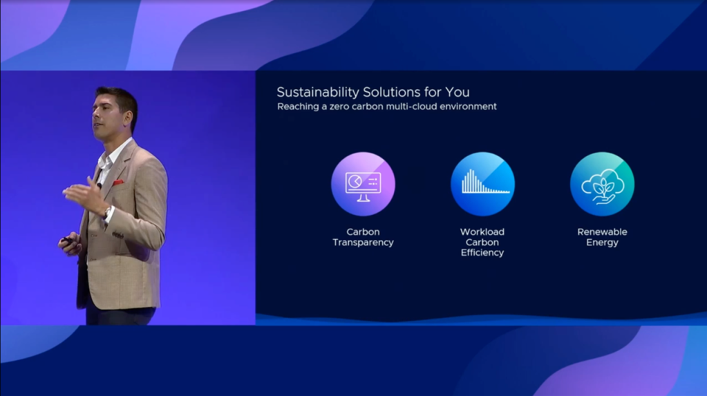 VMware CTO Kit Colbert shares sustainability solutions for customers on stage